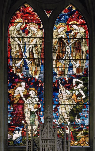 Jesmond, St George, Gateshead Stained Glass Co, J W Brown, TR Spence, Ostfenster, Das Jüngste Gericht von J. W. and Spence Brown